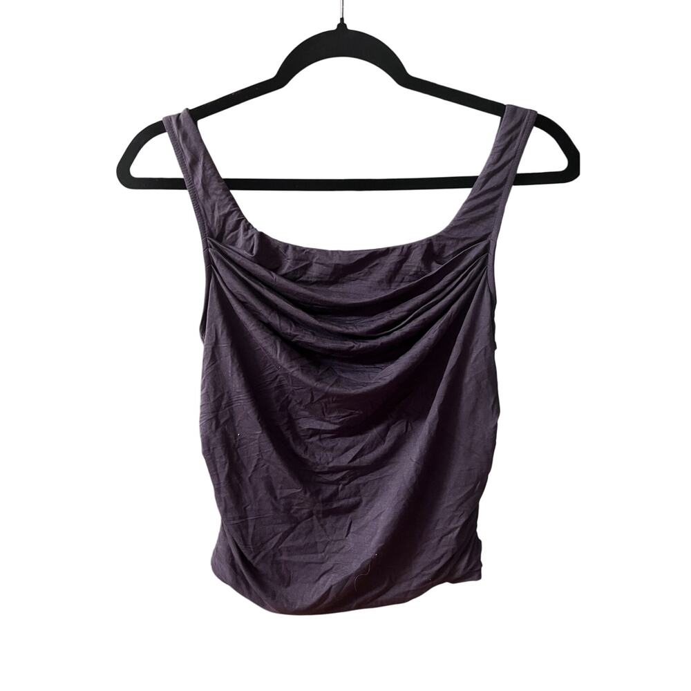 Gray Gathered Scoop Neck Tank - Small